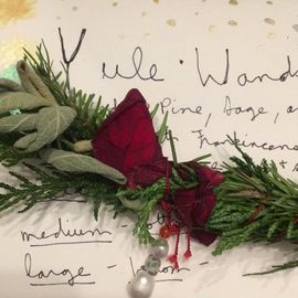 Yule botanical wands medium handmade art decorative dried pine, fire, sage